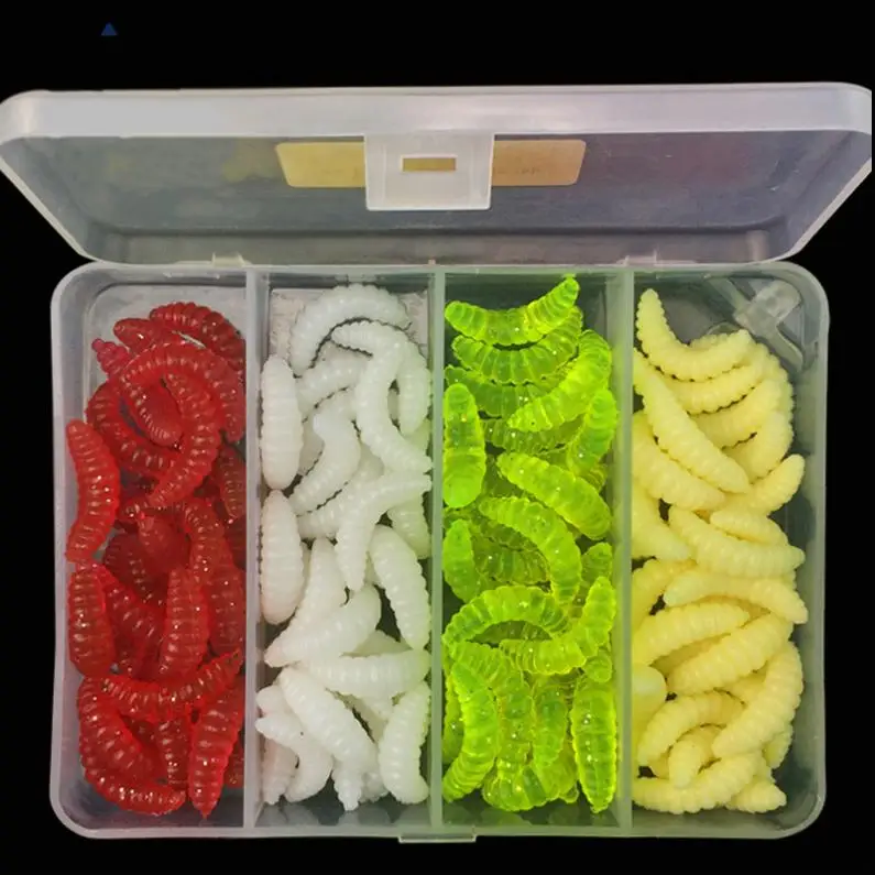 

100pcs/lot Soft Bait Maggot Grub Protein Soft Lure Baits Worm Artificial Fishing Lures for Carp