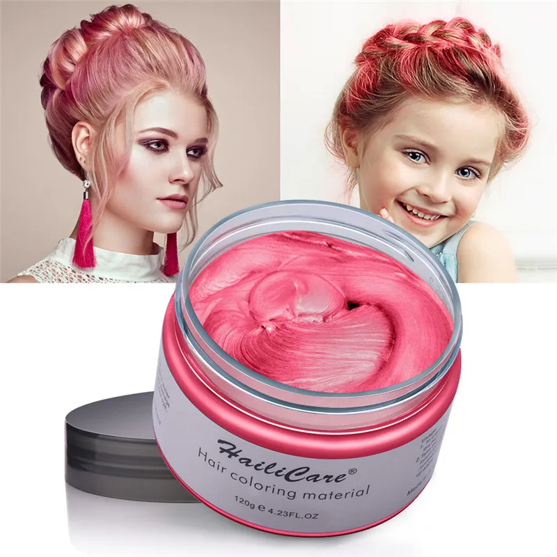 rose Red 120 г временные волосы цветной воск DIY Крем-краска для волос Стойкий цвет волос ing серый зеленый формовочный салонный инструмент для стайлинга maquillaje макияж - Цвет: rose Red