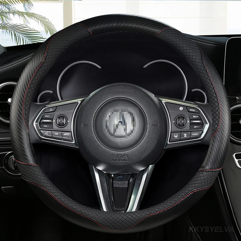 Carbon Fibre Leather 37-38CM Car Steering Wheel Cover Anti-slip for Acura TL TSX MDX RSX Type S TLX ILX ZDX CL Auto Accessories