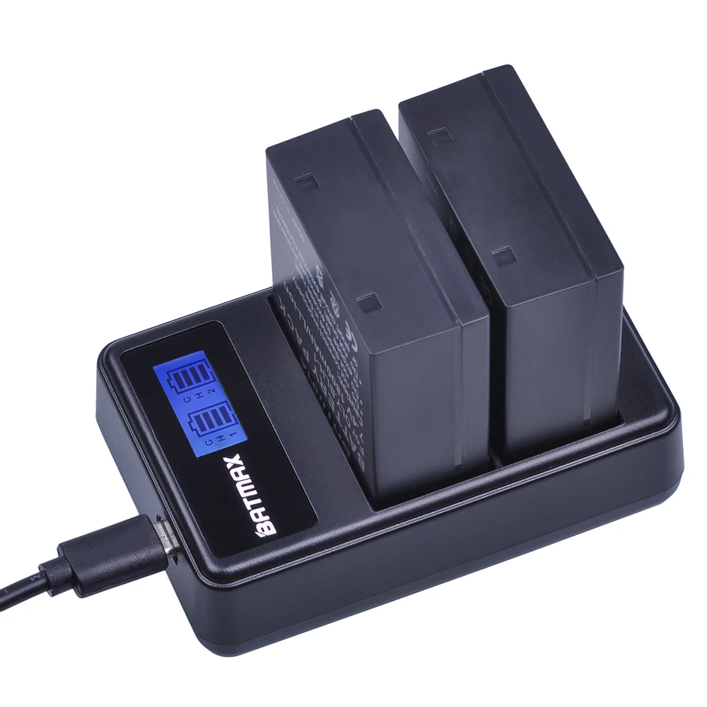 Фото Аккумуляторная батарея Batmax 1800 мА · ч BLH-1 BLH1 + зарядное устройство с двумя USB-портами для камеры Olympus E-M1 Mark II №1