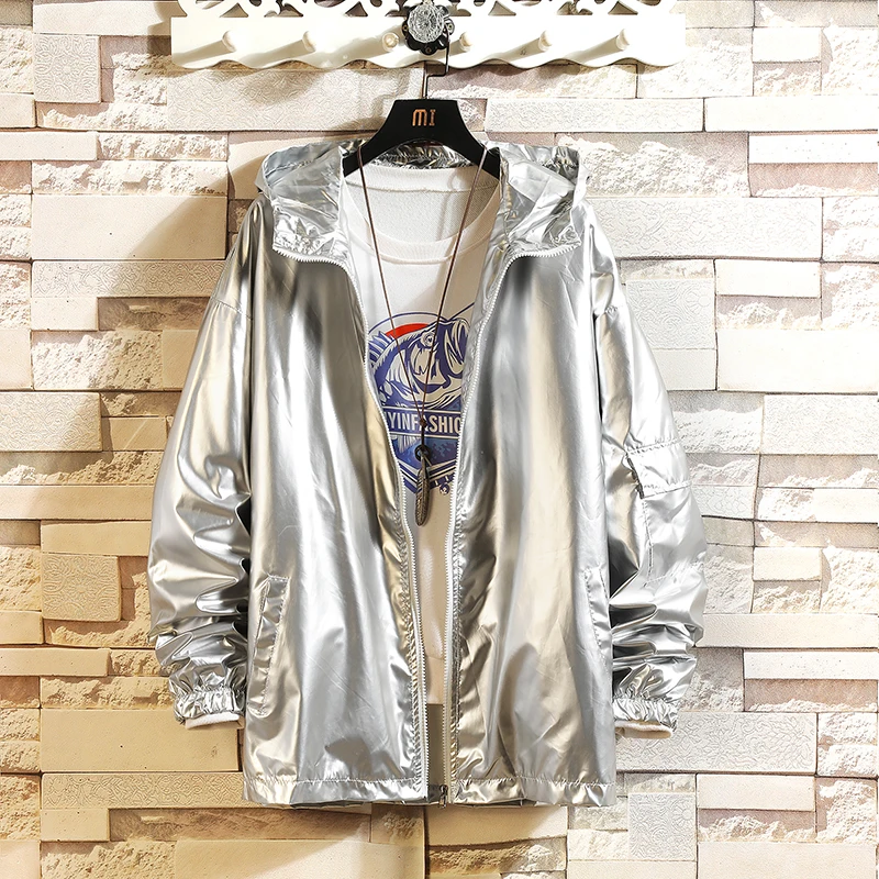 По сравнению с Размеры d Глянцевая куртка для мужчин весна Двусторонняя