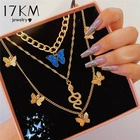 Богемные многослойные змеиные бабочки ожерелье для женщин Мода Золотая цепь Choker Ожерелья подарки Ювелирные изделия