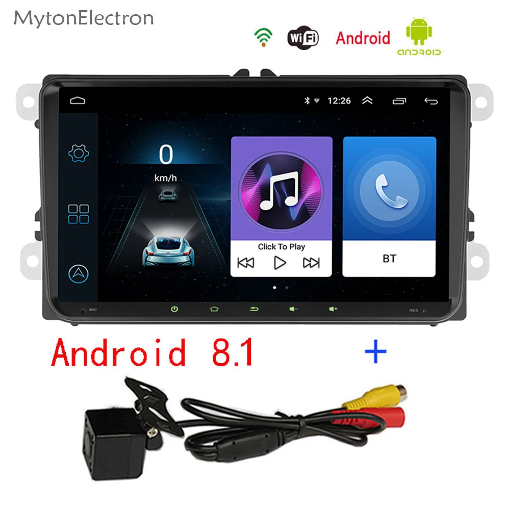 VW with Camera " Android 8,1 автомобильный радиоприемник gps навигатор для Volkswagen Skoda Octavia golf 5 6 touran passat B6 polo tiguan yeti rapid multimedia - Размер экрана, дюймов: VW with Camera