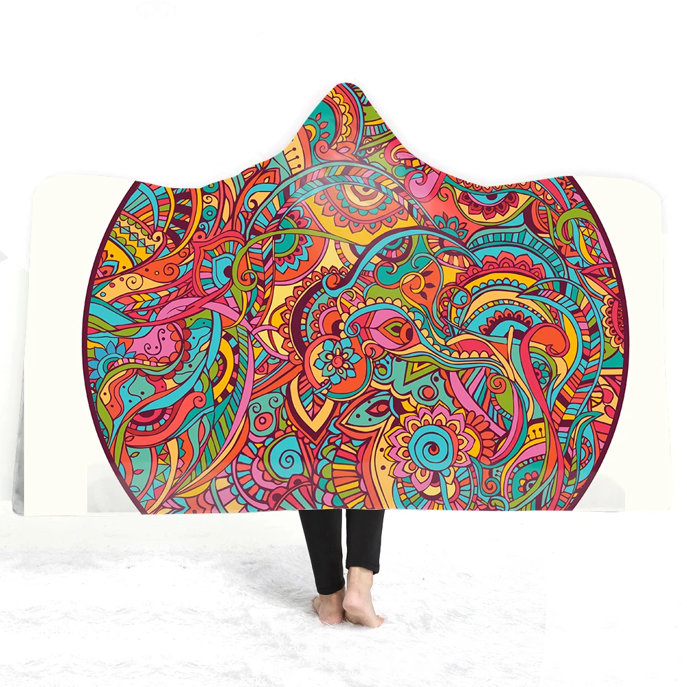 

Peace Car Hooded Blanket for Living Room Lazy Winter Essentials Color Portable Warmth Throw Blanket Microfiber For Child Adult