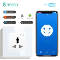 bseed wifi multifunction wall socket smart outlet black white gloden crystal panel 13a power socket work with tuya app