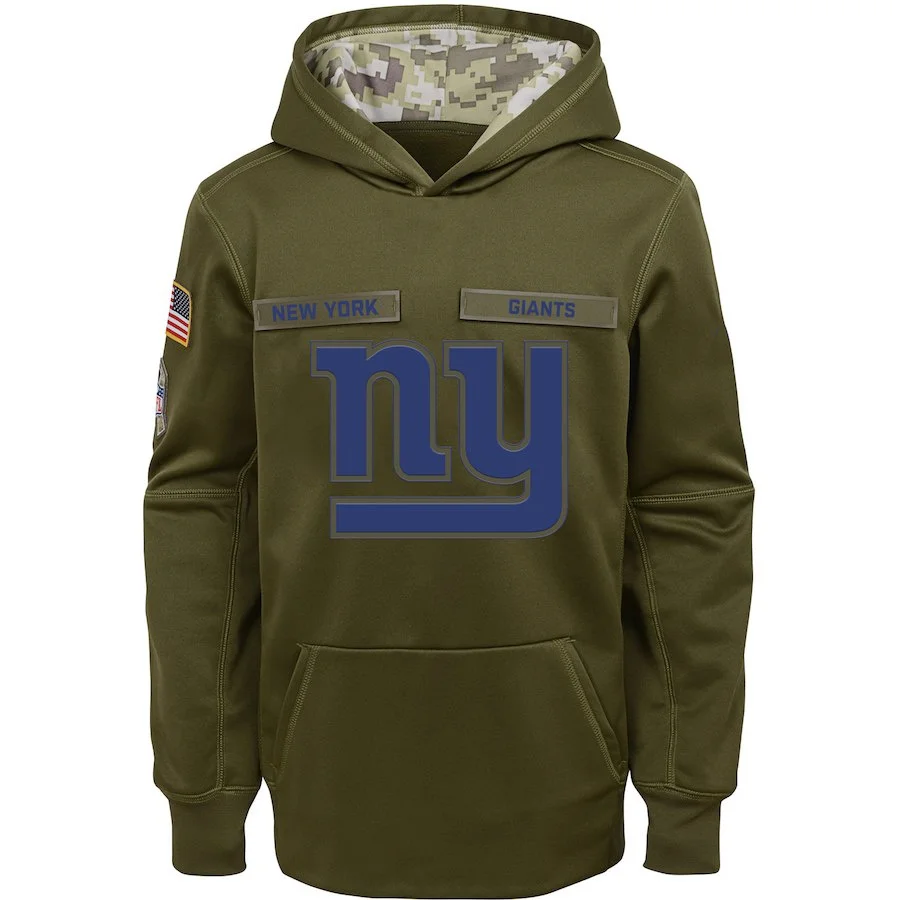 

New York Men Hoodies Sweatshirt Giants Salute to Service Sideline Therma Performance Pullover American football Hoodie Olive