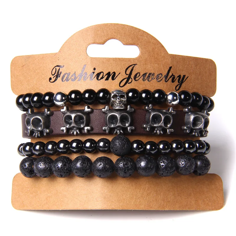 Мужской браслет ручной работы 4 шт./компл. натуральный вулканическая лава камень