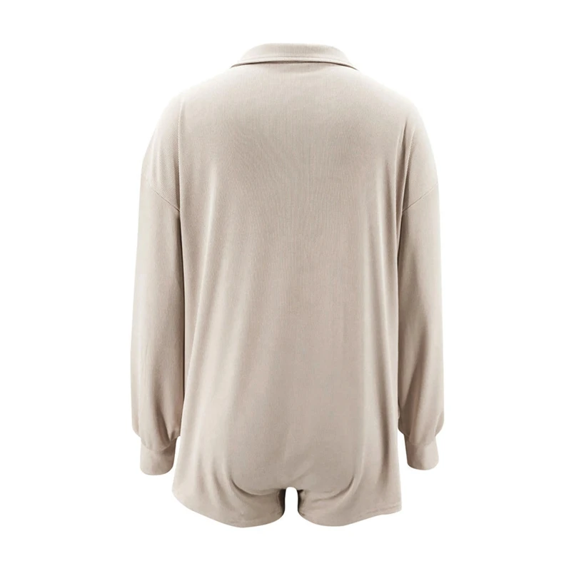 

Women's Fashion Sexy Low-Cut Lapel Solid Color Pocket Jumpsuit