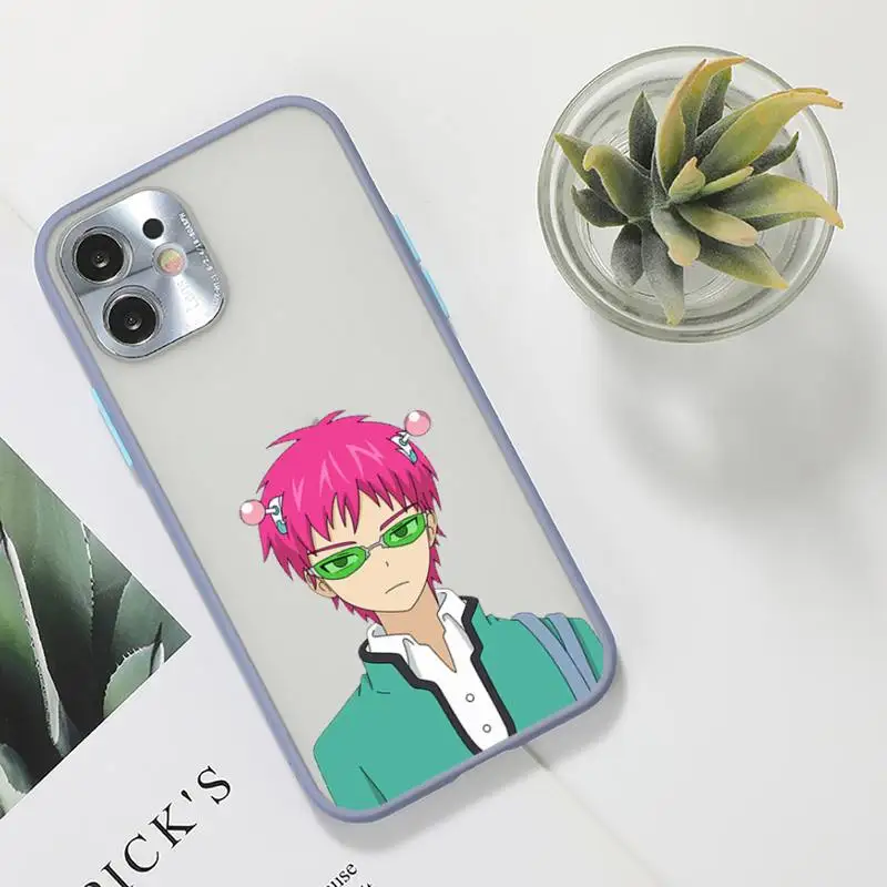 

Saiki Kusuo Phone Case For iPhone 12 11 Mini Pro XR XS Max 7 8 Plus X Matte transparent Gray Back Cover