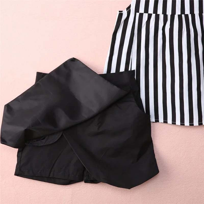 

Summer Toddler Kids Baby 2pcs Girls Clothes Sets Casual Striped Sleeveless Vertical Tops Blouse Pants Sets Outfits 2-7Y