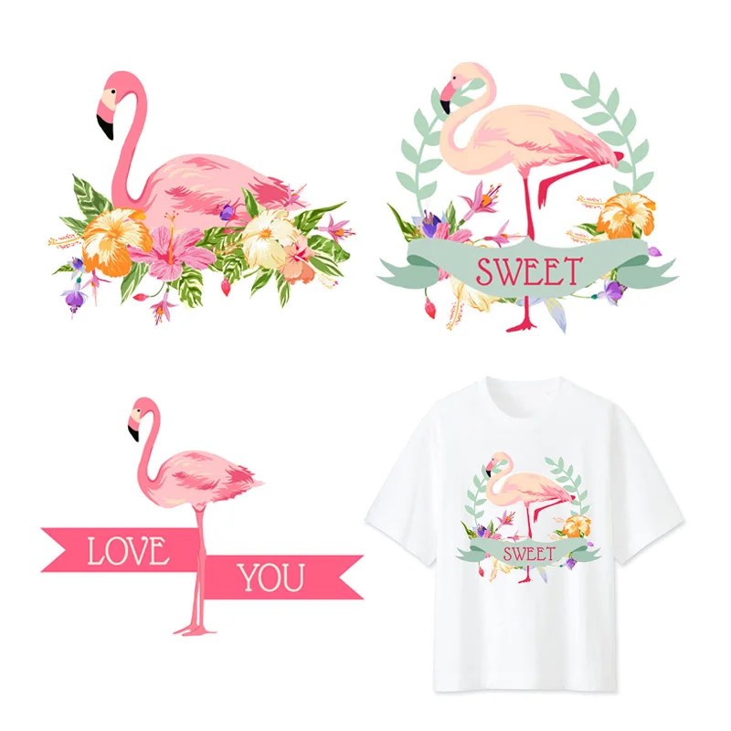 Фламинго Переводные железные накладки Одежда DIY термо Стикеры для одежды с