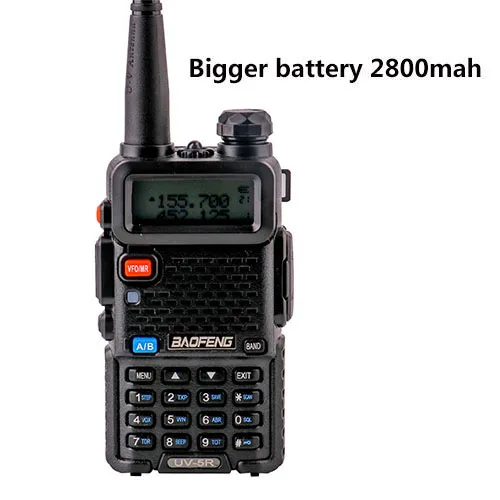 black radio stations Обновленный Baofeng Uv-5R аккумулятор 2800 мАч HT Woki Toki радио для 10 км длинный диапазон коммуникатор радио полицейские сканеры SB трансивер - Цвет: black radio stations