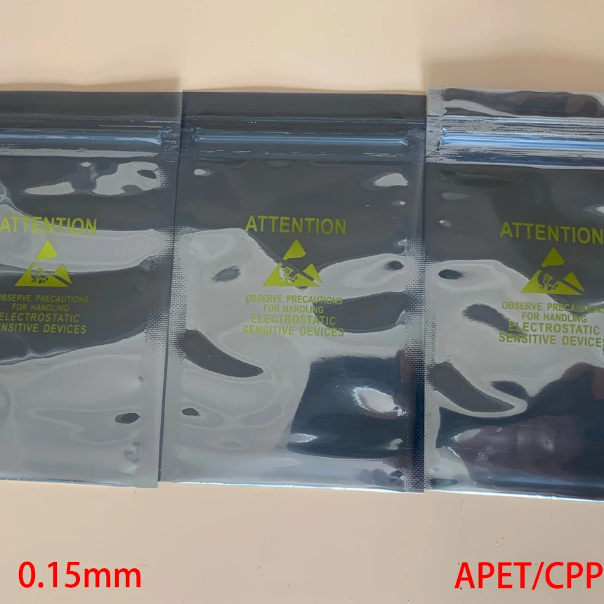 

16*23cm 16x23cm 18*25mm 18x25cm AL APET CPP Self Seal ZipLock Zip Lock ATTENTION Printed ESD Anti Static Pouch Storage Bag