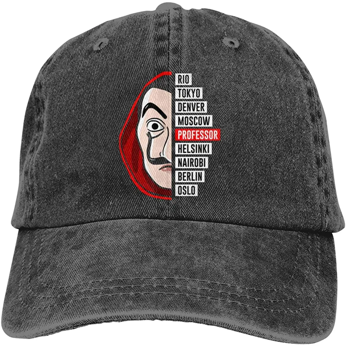 

Money Heist La Casa De Papel Dali Mask Tokyo Rio Professor Oslo Adjustable Unisex Hat Baseball Caps Black