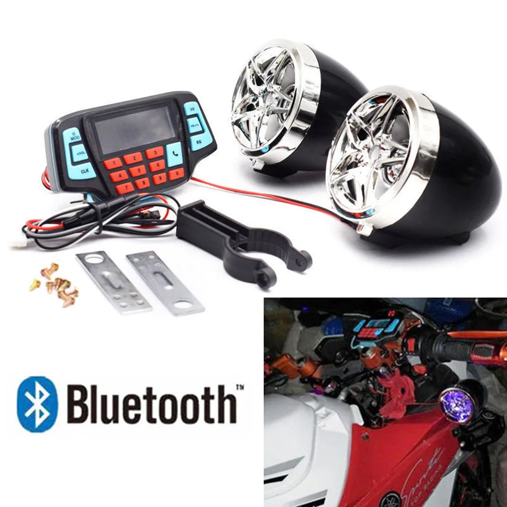 Motorcycle Studio Audio Sound System Stereo Speakers FM Radio MP3 Music Player Scooter ATV Remote Control Alarm Speaker | Автомобили и