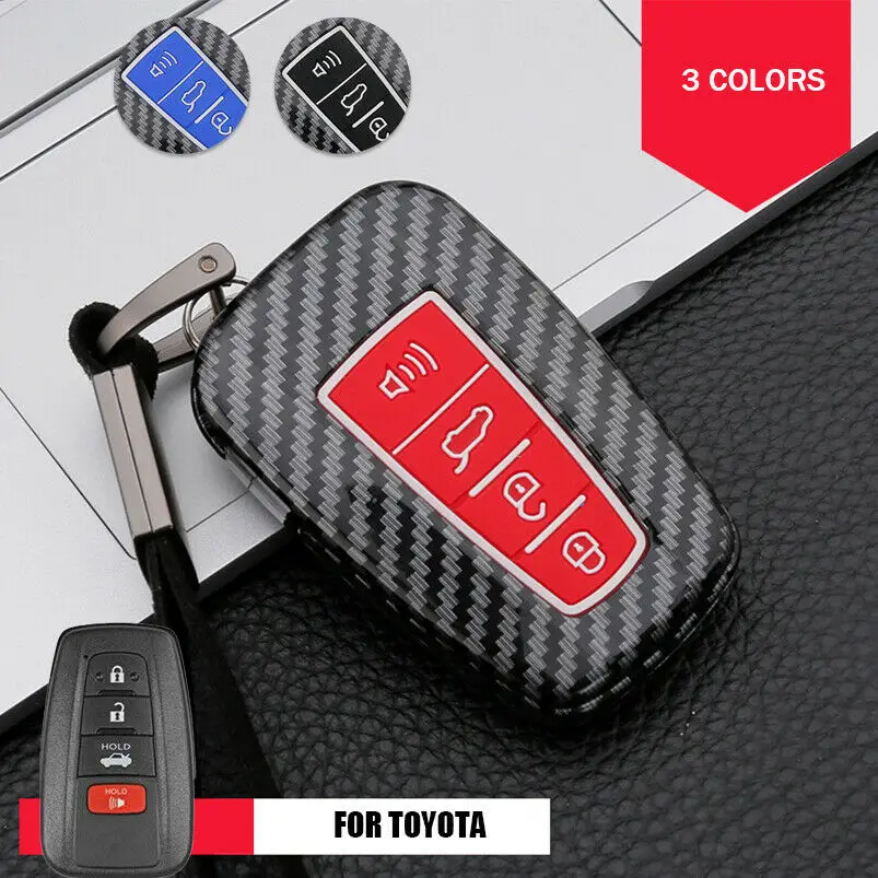 

Carbon Fiber ABS Car Key Fob Case Cover Bag For Toyota Camry Hybrid RAV4 Highlander Avalon Prius Key Covers For House Keys