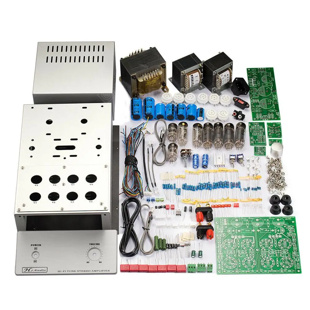 Full Diy Kit Amp Nobsound 6P14/EL84 клапан Push-Pull ламповый усилитель HiFi стерео класса AB интегрированный аудио усилитель мощности - Цвет: Full Diy Kit Amp