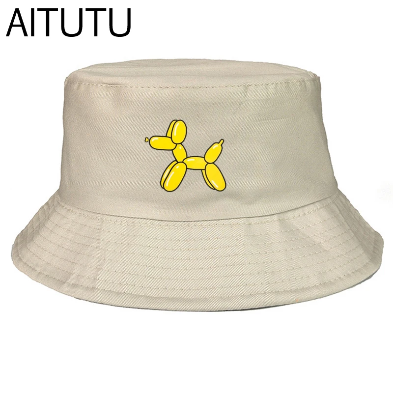 

Summer Foldable Bucket Hat Unisex Women Outdoor Balloon dog Sunscreen Cotton Fishing Hunting Cap Men Chapeau Sun Prevent Hats