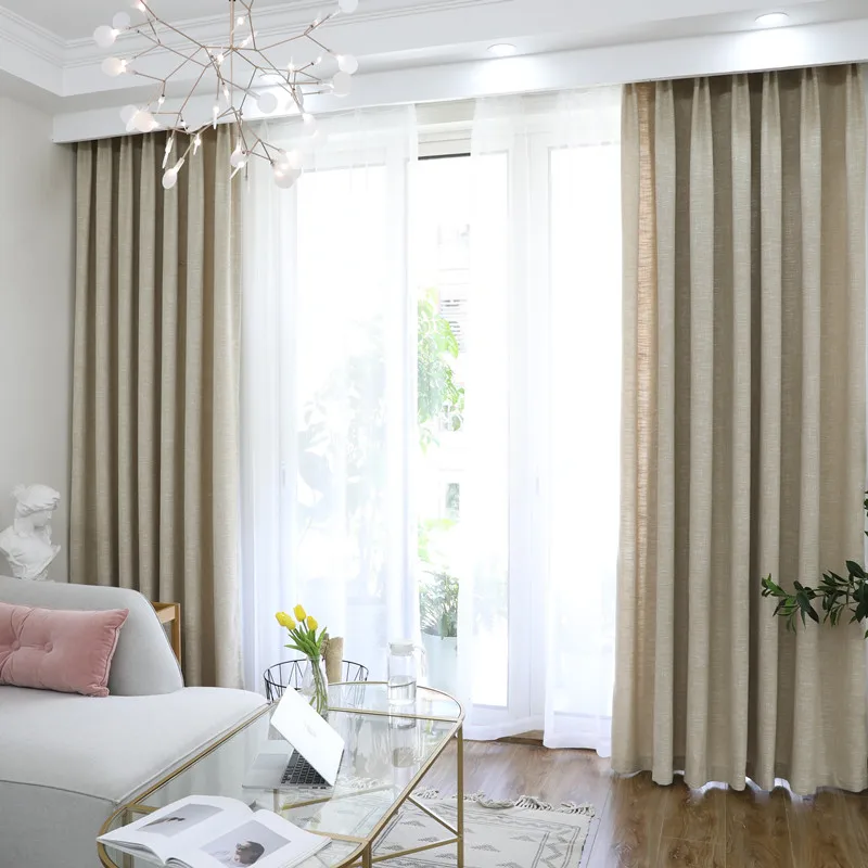 Плотные Занавески плотные однотонные черные льняные шторы для окна спальни