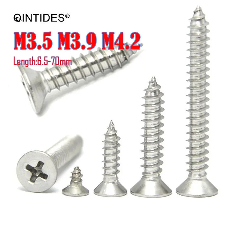Винты саморезы QINTIDES M3.5/M3.9/M4.2 длина винта 6 5 70 мм с потайной головкой плоские винты