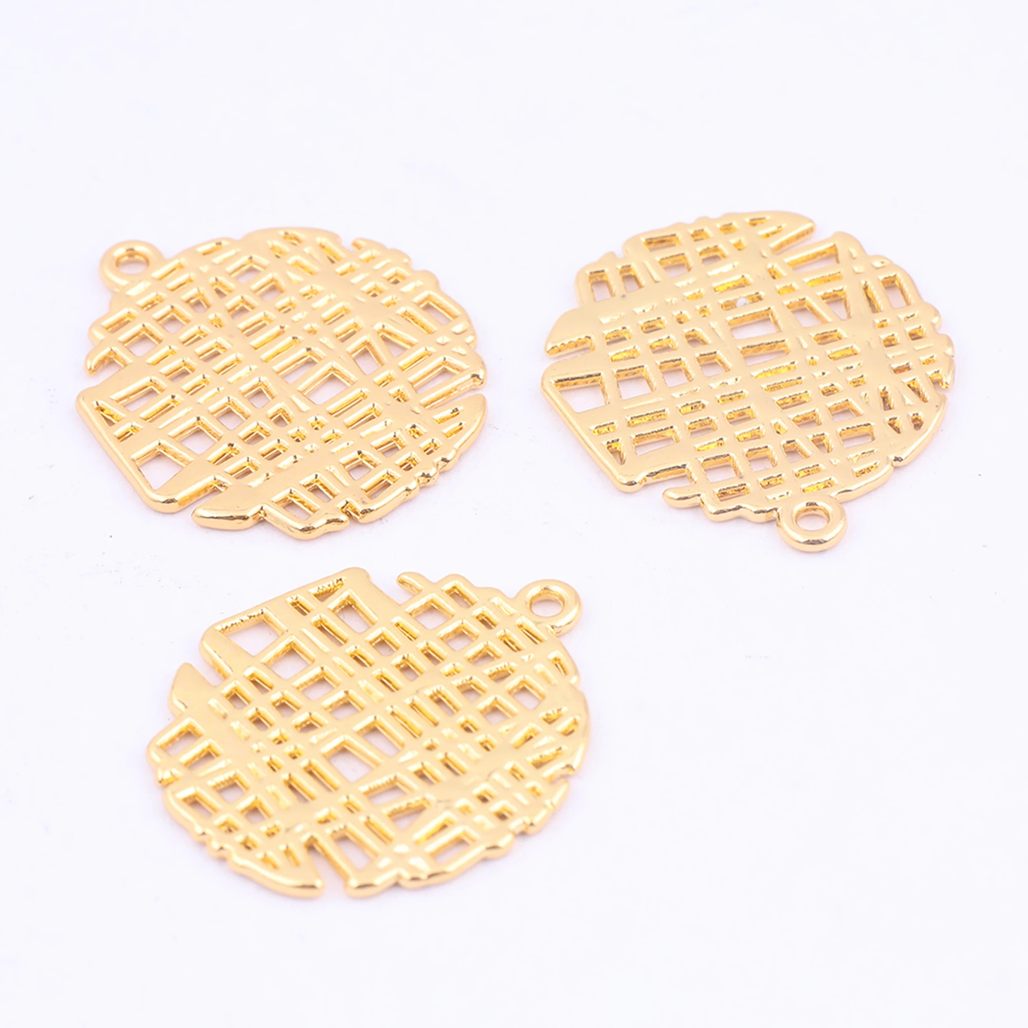 Круглые позолоченные серьги-подвески 10 шт 25 мм