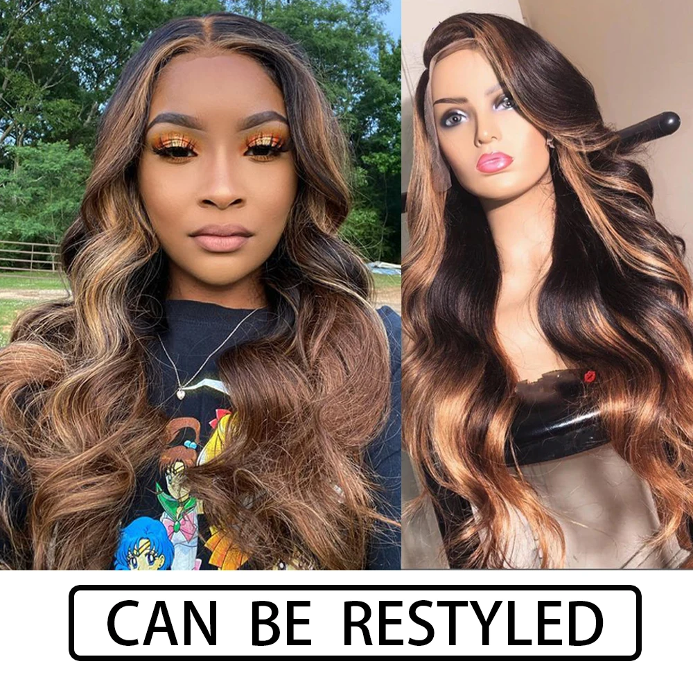 

1B/P4/27 Omber Color Wig Brazilian Remy Straight Hair Wig Brown Honey Blonde Color Wigs Lace Front Human Hair Wig 180 Density