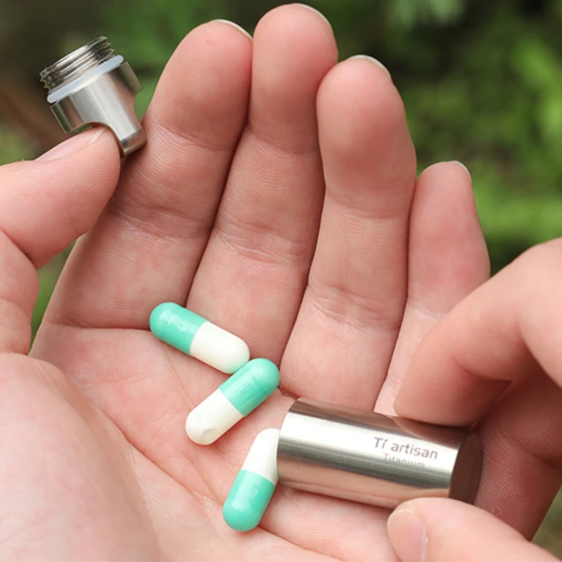 Футляр для таблеток Tiartisan брелок с капсулой большой картридж из чистого титана