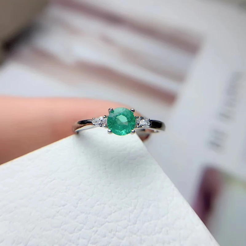 Кольцо из серебра 100% пробы с изумрудом 5 мм|Кольца| |