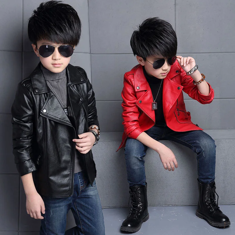 

New 2020 Autumn Fashion Boys Outerwear Black Kids Leather Jacket Coat Trendy Spring Children Clothing Top Suit Boys Jackets