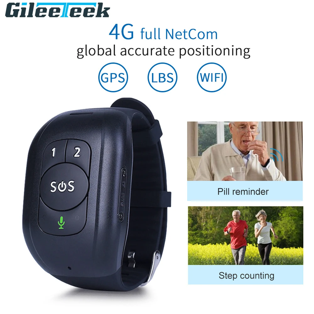 RF-V48 4G GPS Tracker bracelet for SOS Button Wristband Bracelet Emergency Alarm GPS Tracking Heart Rate Blood Pressure Monitor