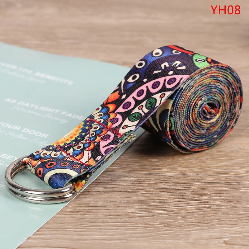 D-Ring Belts Yoga Strap Fitness Rope Colored Printed Adjustable Belt Stretch Washable Sport Props | Спорт и развлечения