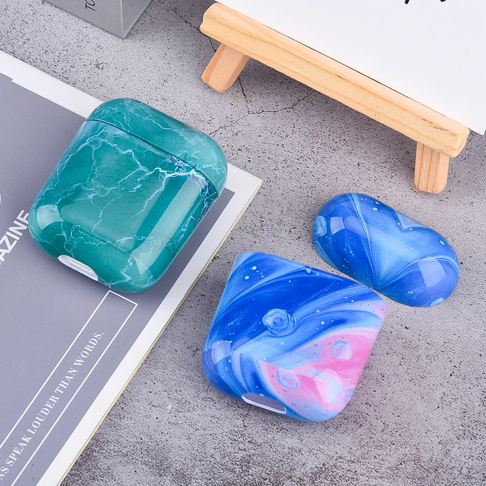 

Marble Earphone Case For Airpods 2 1 Cases Hard PC Shell Protective Cover For Apple AirPods 1 Bluetooth Wireless Headset funda