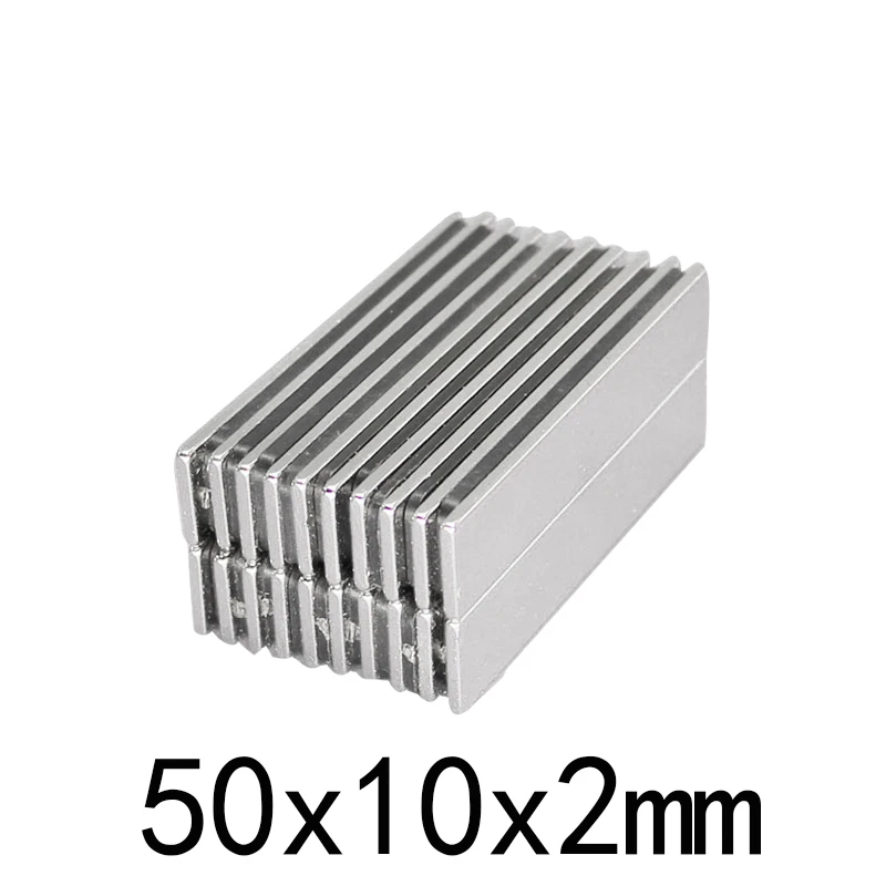 

20/30/50pcs 50x10x2mm NdFeB Strong Rare Earth Magnet Block Rectangular Neodymium Magnets 50x10x2 mm N35 Strip Magnetic 50*10*2mm