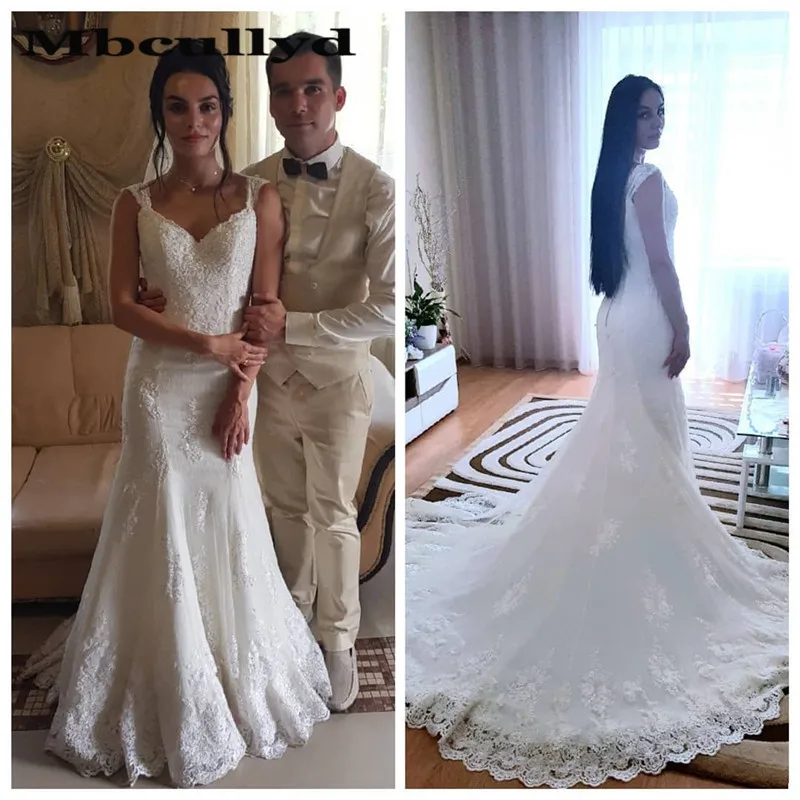 Кружевное свадебное платье Mbcullyd с юбкой годе 2020 сексуальное женское V образным
