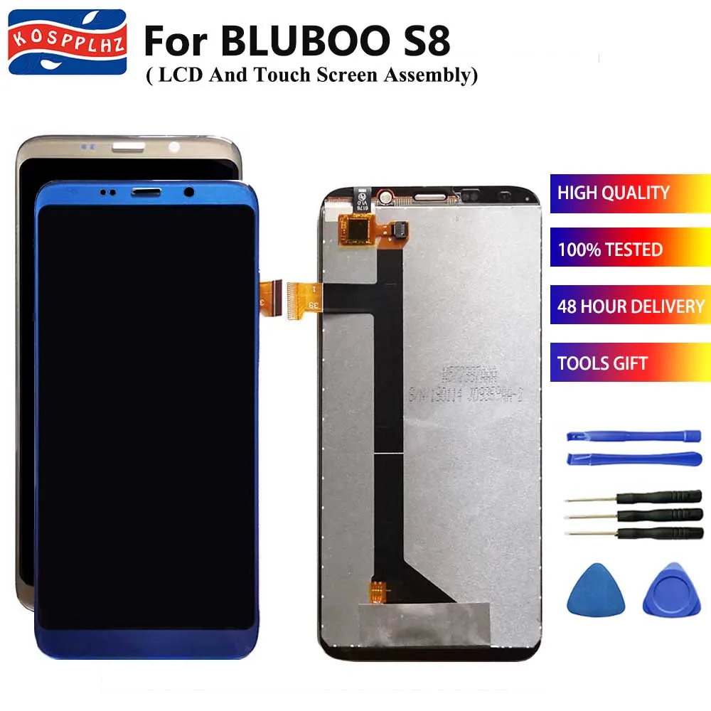 100% испытано для Bluboo S8 ЖК дисплей и кодирующий преобразователь сенсорного экрана