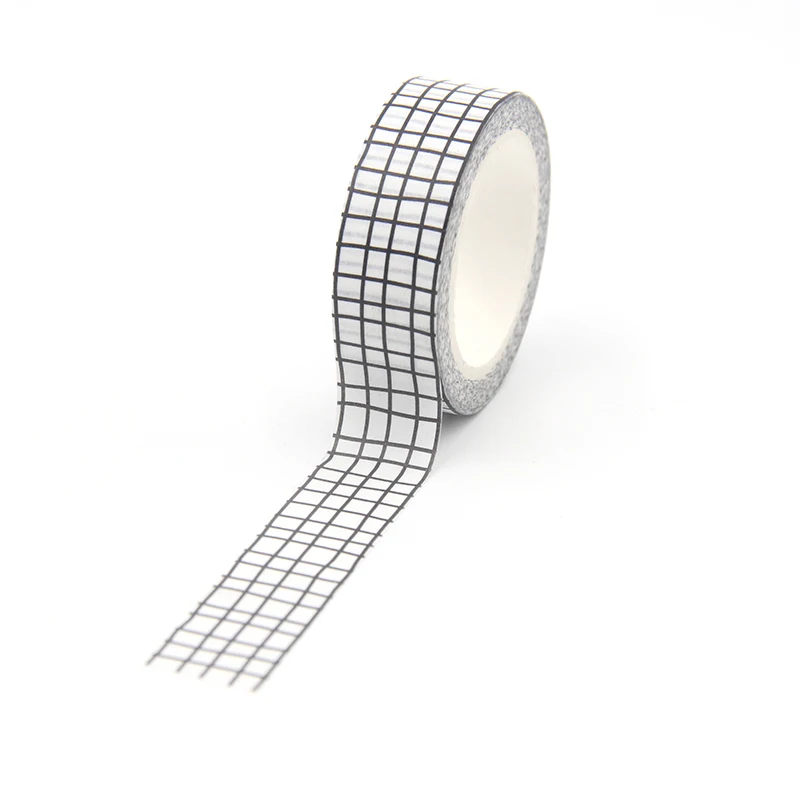 

New 1PC 15MM*10M Black Stripes White Washi Tape Sticky Adhesive Tape Scrapbooking Album DIY Decorative Tape office supplies