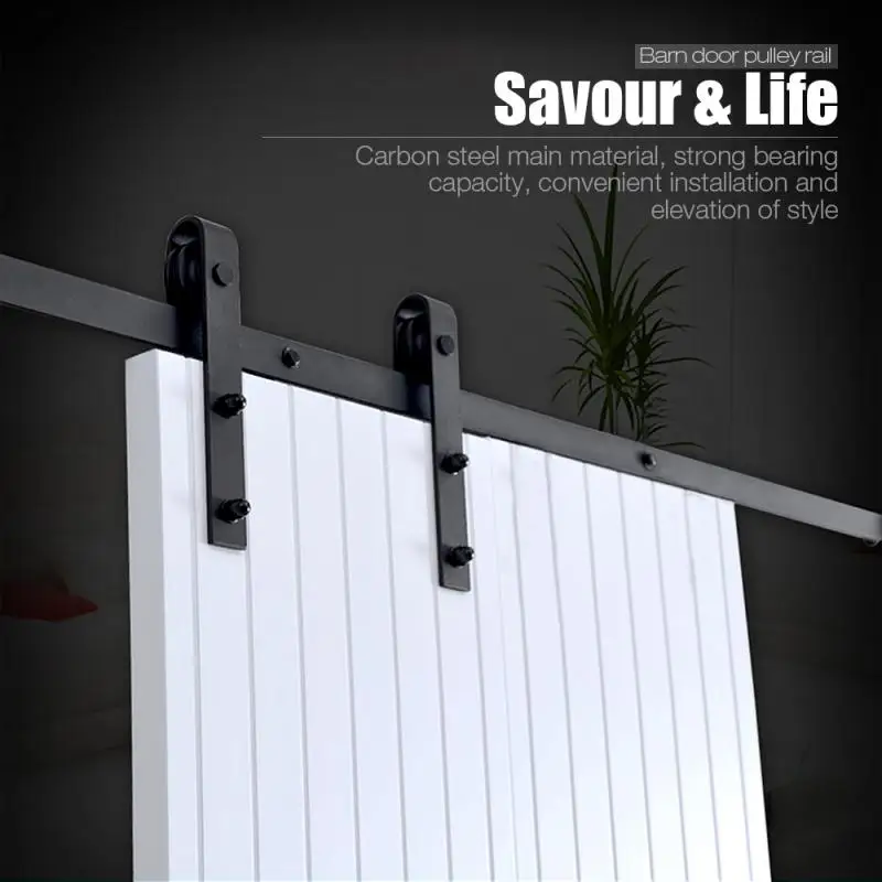 

Barn Door Hanging Rail Pulley Sets Three-section Ordinary Type Slides Single Door Installation Rail Furniture Hardware HWC