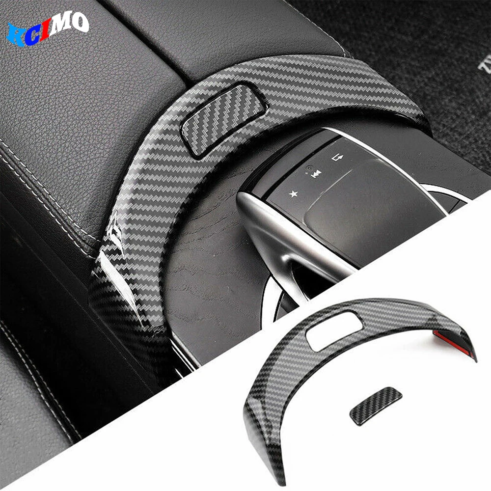 

Car Styling Center Console Armrest Box Buttons Frame Decoration Sticker Trim For Mercedes Benz C Class W205 GLC X253 2015-2020