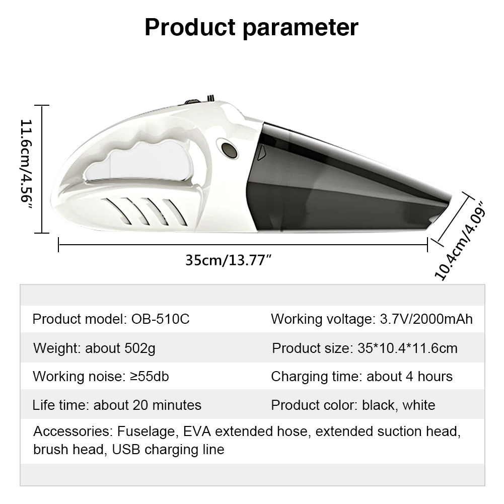 Пылесос Портативный циклонный со встроенной батареей 4500 Па | Дом и сад