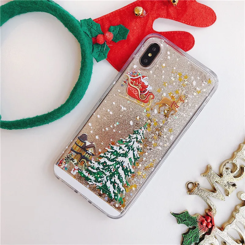 For Samsung Note 8 9 10 Pro Note10 Christmas liquid Sequin Santa elk Silicone Cover for Galaxy S7 Edge S8 S9 Plus S10 Lite Case |