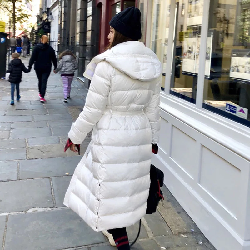 Длинный женский зимний пуховик 2020 90% утиного пуха Толстая Теплая Повседневная
