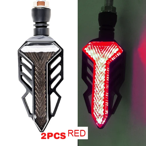 2pcs red Автомобильные аксессуары для электрического мотоцикла, сигнальные огни поворота, светодиодные индикаторы потока воды, дневные ходовые лампы, стоп-сигнал, задний фонарь - Цвет: 2pcs red