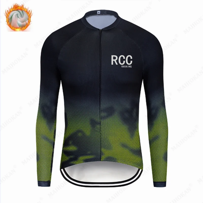 2022 RCC Триатлон Зимняя Теплая Флисовая мужская одежда с длинным рукавом для езды