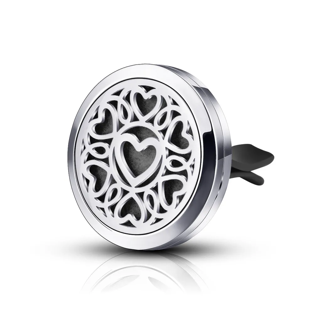 Мелкое сердце узор автомобильный зажим из нержавеющей стали для духов эфирное