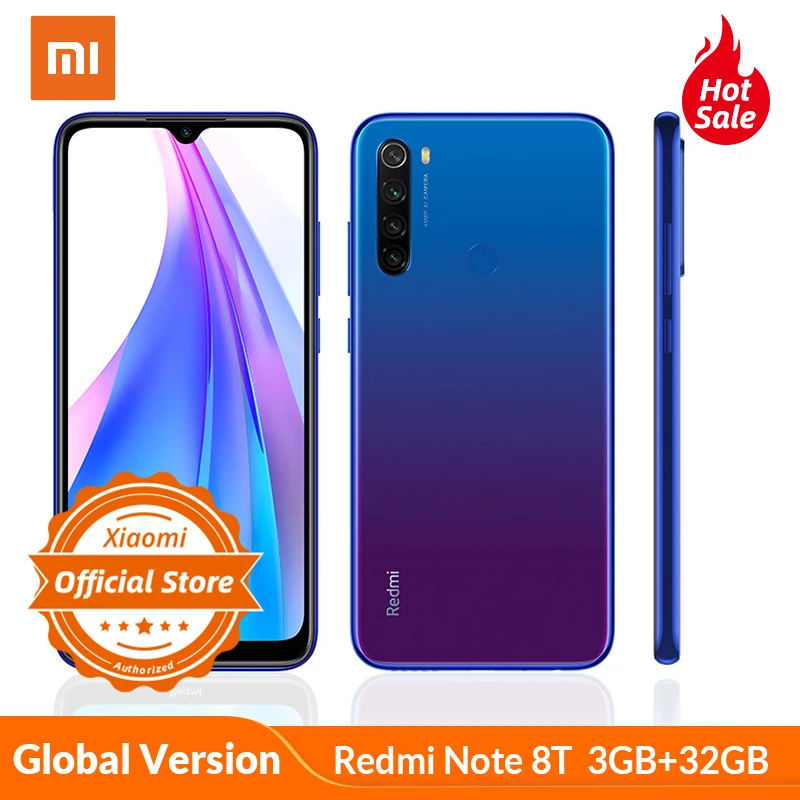 Xiaomi Redmi Note 8 T глобальная версия 3 ГБ 32 смартфон 48MP AI quad камера Snapdragon 665 NFC 4000 мАч 18 Вт