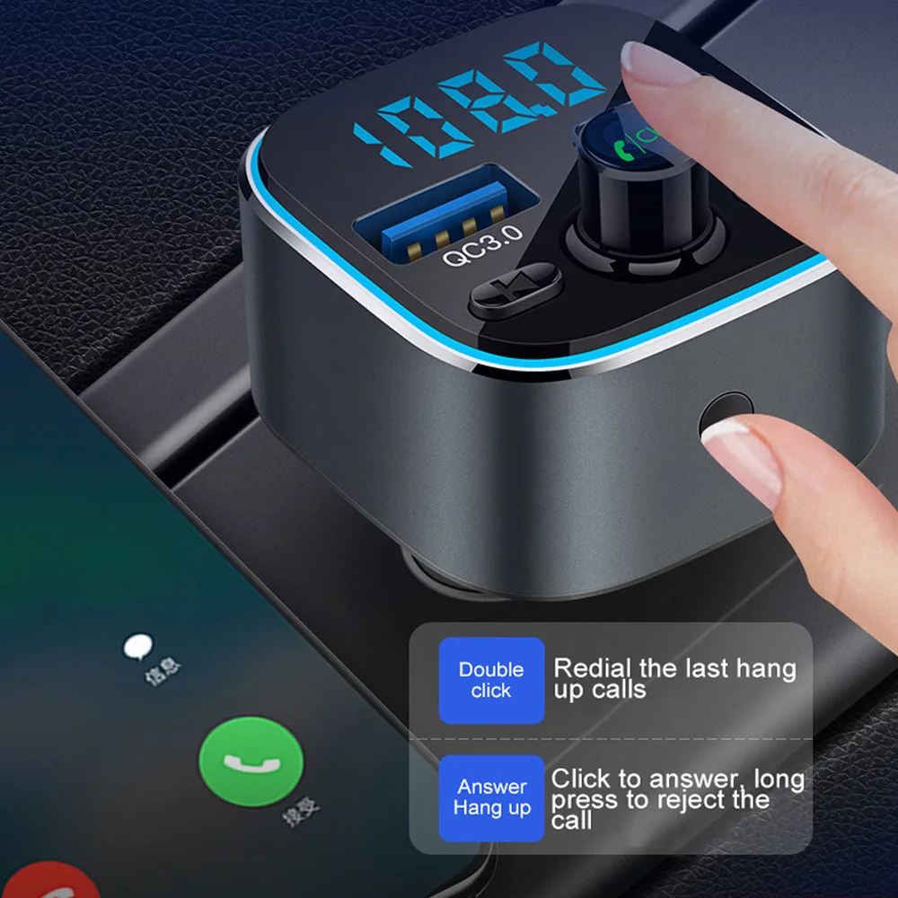 Автомобильный fm-передатчик VR Robot QC3. 7 цветов Bluetooth MP3 громкая связь с двумя
