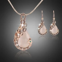 delysia king 2021 trendy women peacock necklace and earrings set fashion cats eye banquet accessories