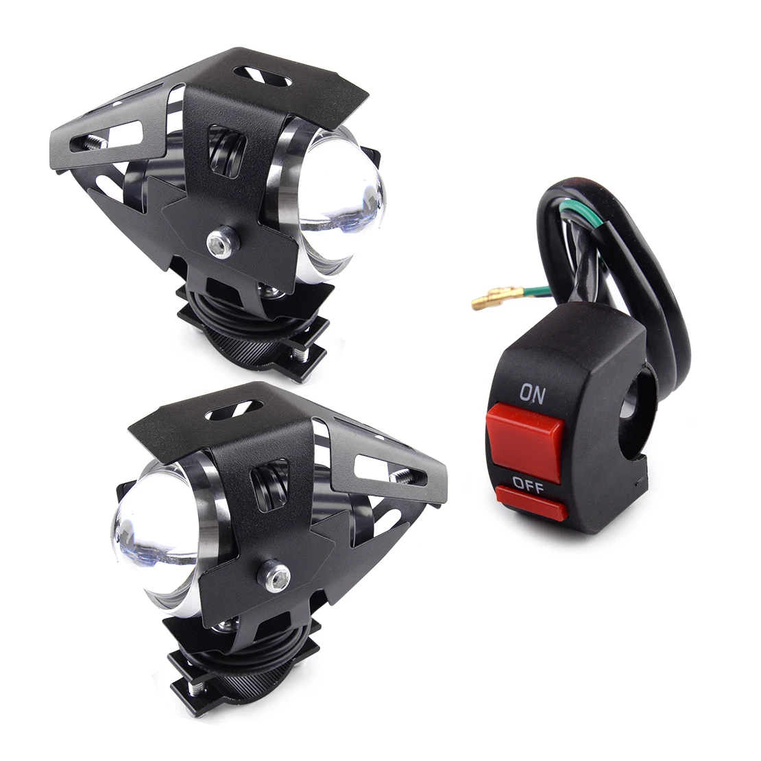 

2Pcs Universal Motorcycle 12V 10W 6500LMW Angel Eyes Front Spot Lights LED Driving Headlight Fog Lamp & Switch