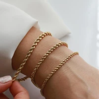 chic flash twisted rope chain bracelets for women anti allergy stainless steel wrist gifts jewelry adjustable