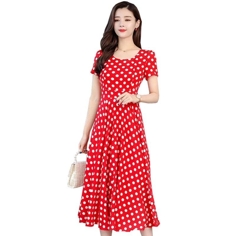 Летние платья в горошек женское модное платье для матерей с высокой талией